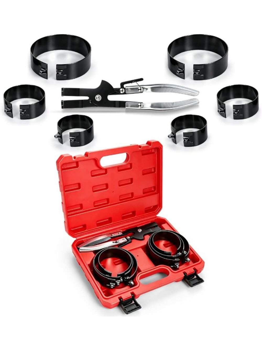 7PCS Heavy Duty Piston Ring Compressor Tool Kit for Car & Motorcycle Engine